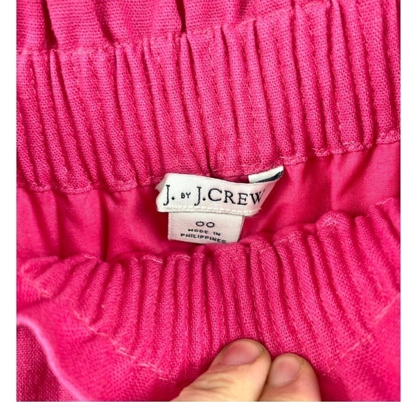 J. Crew Bright Pink Linen Scalloped Hem Skirt Size 00 - Picture 5 of 7
